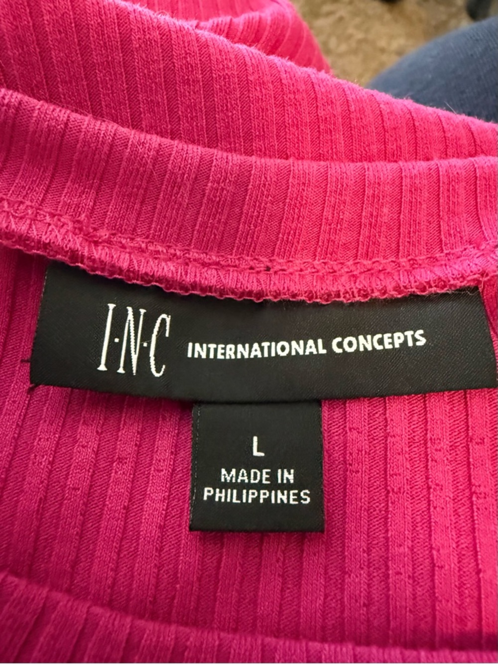 INC International Concepts Hot Pink Ribbed Knit Top - Picture 3 of 3
